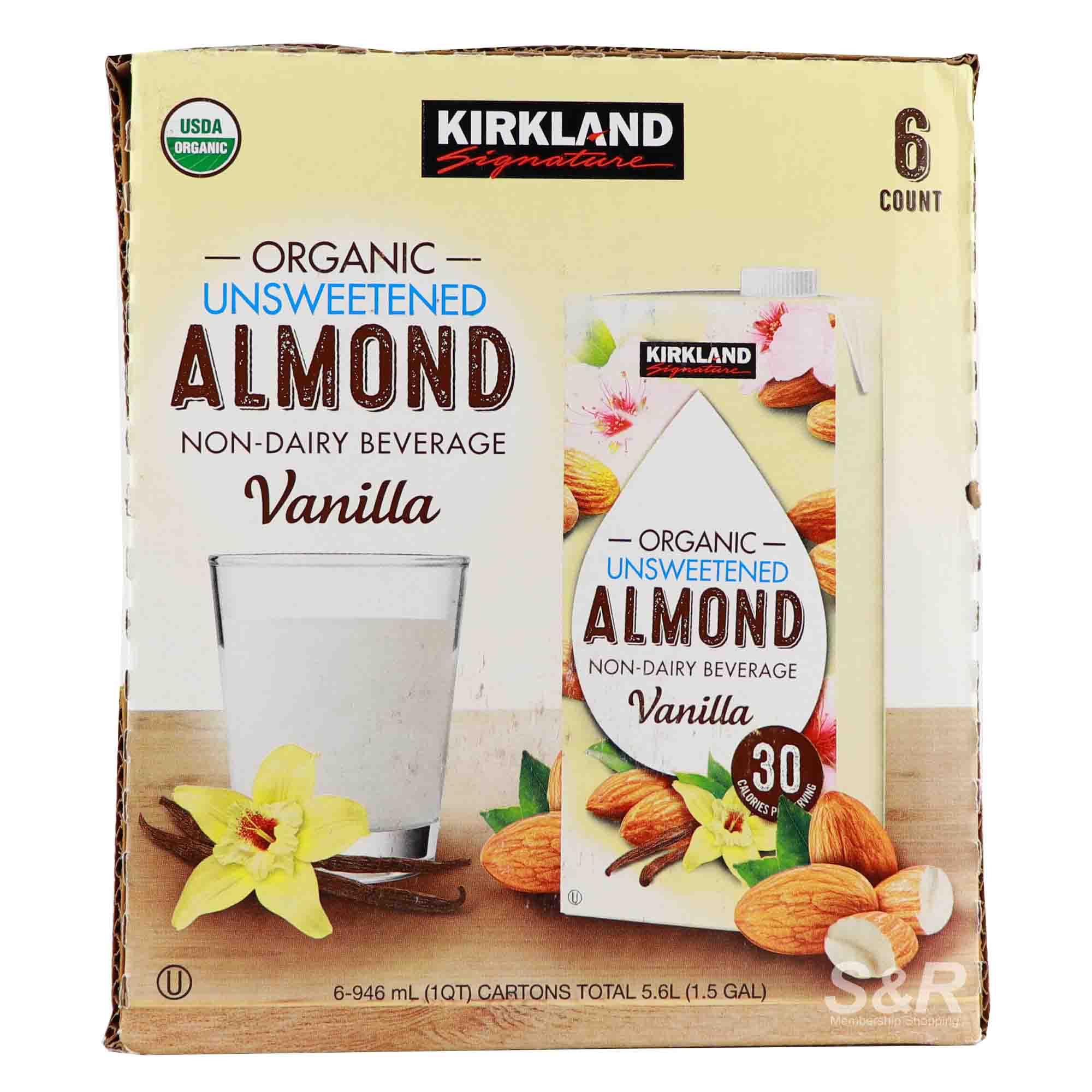 Kirkland Signature Organic Unsweetened Almond Non-Dairy Beverage Vanilla 6pcs